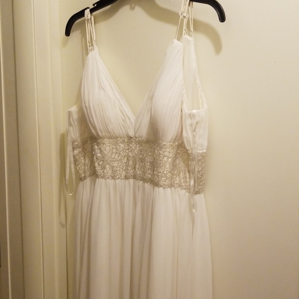 Oleg Cassini size 16 white beaded gown